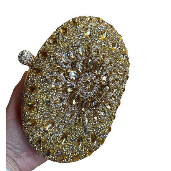 RAMLA Gold Crystal Embellished Formal Convertible Clutch Crossbody Bag - NEW - Picture 7 of 8